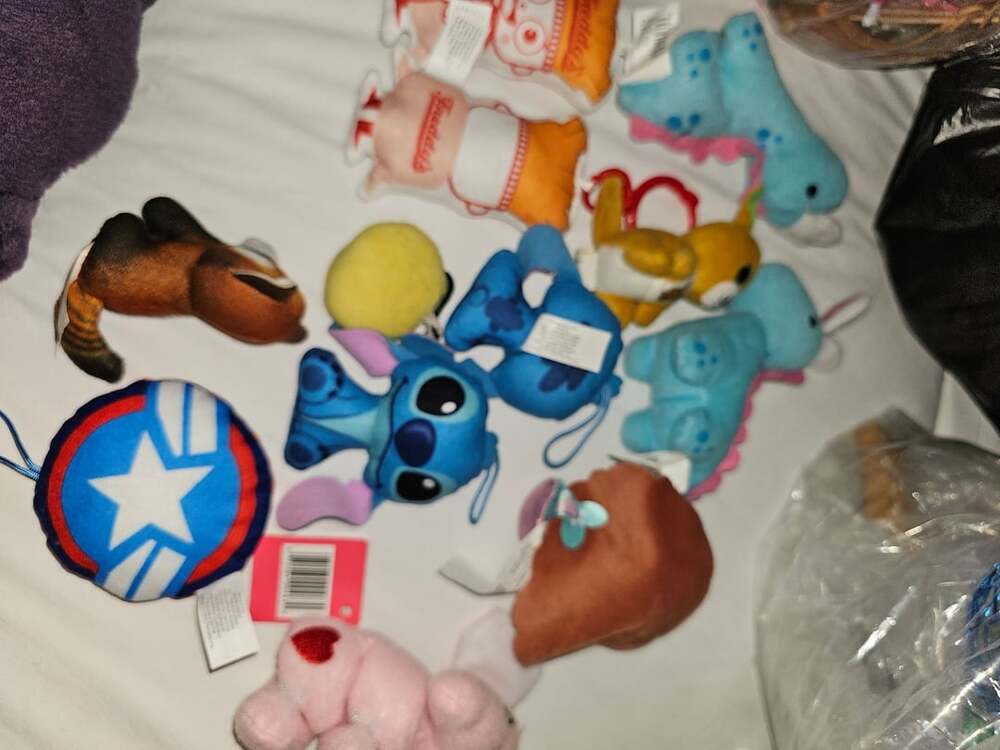 Mixed Lot Of Small Plush Stuffed Toys And Keychains